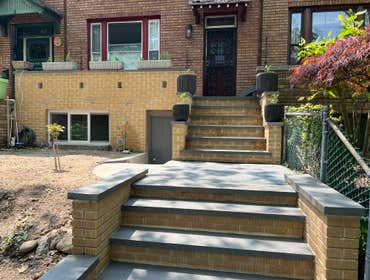 Brick stoop and Waterproofing stoop restoration, Brick Pointing, Stucco, Bluestone installation Brooklyn, NY