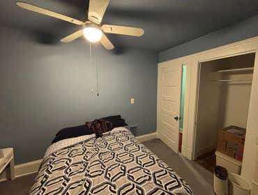 Lakewood office and bedroom refresh. Painting, plaster repair, and flooring in the office.