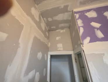 Photos by Absolute Painting and Carpentry LLC Bathroom project..new sheet rock, spackled , sanded , primed and painted.