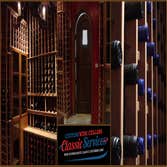 Traditional Home Cellar with Wooden Racking and Arched Door