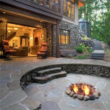 Flagstone Patio with Fire Pit