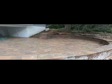 Outside work pavers, addition and siding. Photos of outside work. Back yard pavers