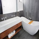 Venice 2017 Complete bathroom remodel. We had to move the plumbing in order to relocate and install a free standing bath. The floating vanity was custo
