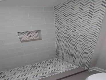 Custom Shower, Waterfall wall