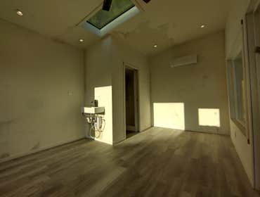 Photos by Stewart & Son Gate & Fence LLC #1 Tiny House with pergola. Small house 17' by 12' small bathroom with pocket door, and small sink with water 
