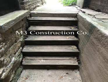 Photos by M3 Construction Co #4 Demo old set of stairs. Build new set fully anchored