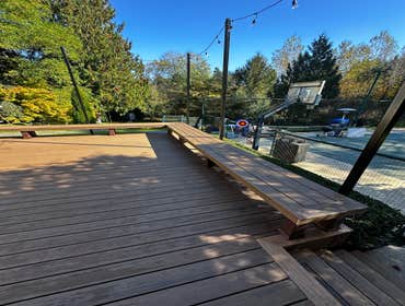 Photos by Vertex Decks LLC #1 Another beautiful project features TimberTech composite decking with a picture frame perimeter, including steps. The addi