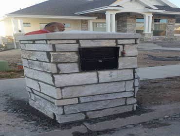 Customize stone mailbox Customize standard size mailbox, stone to match the house with standard metal mailbox and cap.