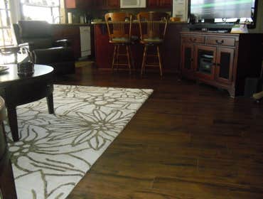 wood with carpet inset