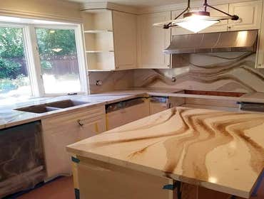 Our Team working on a *Cambria Quartz install