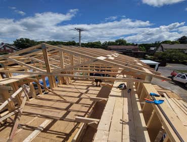 Addition framing progress, trusses