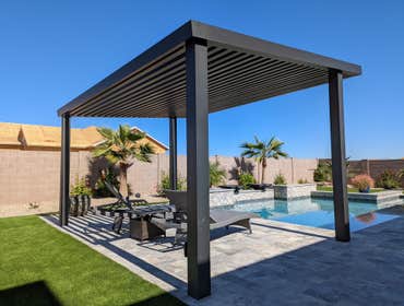 Free Standing 4K Aluminum 3x3 Lattice Pergola with 6x6 posts installed in Mesa, Arizona.