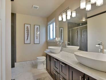 Bathroom remodel, cabinets, flooring, sinks,