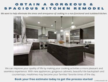 Kitchen Remodel A mid-range kitchen remodel includes new layout, semi-custom cabinets with fixtures, new faucet and quality countertop, an island, hard