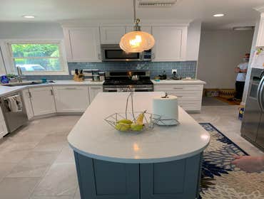 Modern Kitchen Remodel - Adar Builders Beautiful modern kitchen with a color scheme of a sea breeze or beach day feel. This was a complete remodel and 