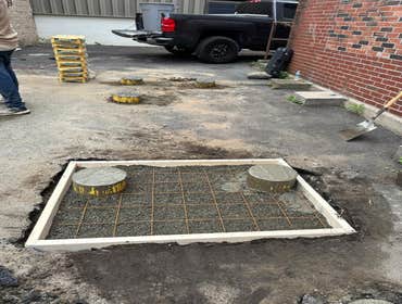 Footings and landing for exterior stairs. Done!
