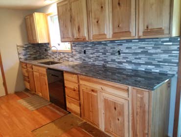 BackSplash We installed tile backsplash for clients who recently had their kitchen remodeled.
