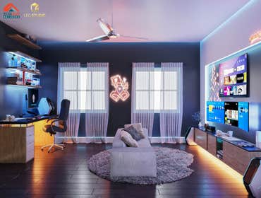 Game Room Garage Conversion 3D design rendering - Van Nuys