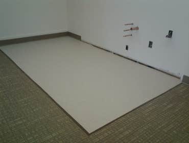 Contreras Floors Covering Project Before and after.Making a breakroom in commercial building
