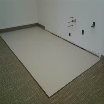 Contreras Floors Covering Project Before and after.Making a breakroom in commercial building