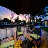Cantilevered deck over the river and gazebo area