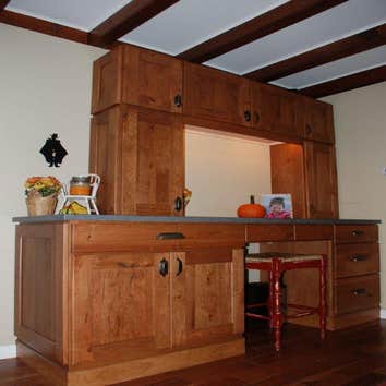 Combination desk / display Designed for our child to work at as well as display a Haas cherry cabinet, this is truly a multi-function piece.
