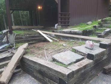 Walkway, patio and stacked stone beautification