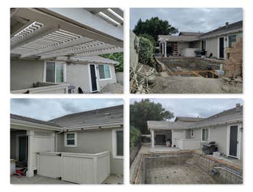 Patio cover removal (over new pool excavation) Eastvale before/after