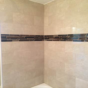 left side of shower tiling