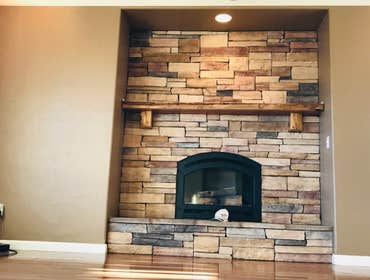 hsd masonry projcts done Fire place restoration. demolition of the old fireplace . new concrete wall. new stone veneer new hearth stones and a new cus