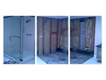 Tile shower surround demo Bel Air Estates before/after