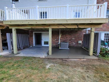 Concrete pad plus deck