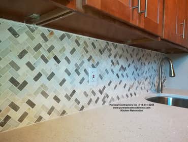 Kew Garden Kitchen Renovation A custom cabinets with built-in shelves and storage drawers. The Kitchen Built with new herringbone backsplash, oak styl