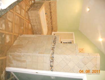 bathroom old bathroom, tranformed into a beautiful bathroom with a whole new design at the request of the costumer. new counter top, new bathtub, new s