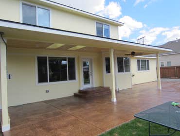 Patio cover w/stamped concrete