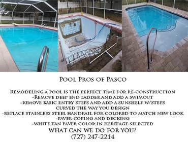 Pool and Spa Construction and Remodeling See some of the work we do all the time. From paver or travertine decking or driveways to new pool constructio