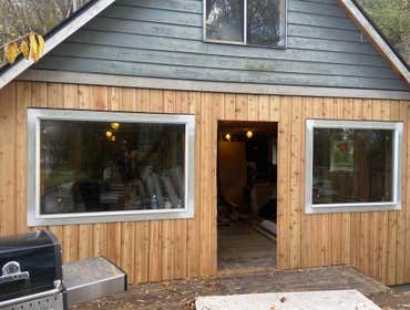 Cabin siding and trim.
