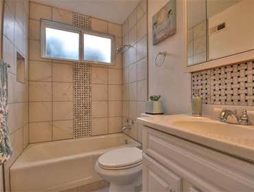 Boring old tiles replaced w modern Italian tiles, rotted walls removed, plumbing pipes replaced