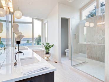 New walk in shower Here we completely renovated the bathroom into a beautiful walk in shower bathroom