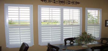 Crestview Shutters Here's a house full of Crestview Shutters we did in June 2010.
The windows were made with the small decorative z frame on 3 sides, 4