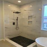 Full bathroom remodel In here you can see the before pictures, the sketch we created followed by the 3D design and the process throughout the project t
