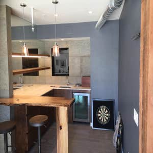 DTLA Electrical remodel for a bathroom turned into a bar. Led light strip, more outlets, replaced fixtures, dimmers and LED recess lights