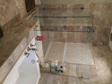 Tile Shower and Seamless Glass Surround