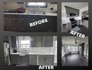 grey and white kitchen