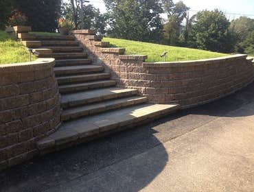 Retaining wall & flared steps