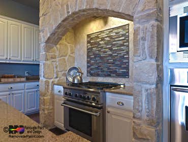 Kitchen Tile Project Re-tiled back splash above oven