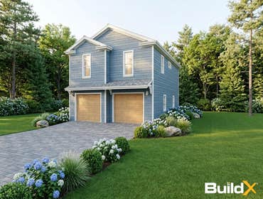X-7 The Gables ADU The Gables ADU offers 899 GFA in a compact 26′×38′ footprint, featuring 2 bedrooms, 1 full bath, and a 2-car garage. It includes 9′ 