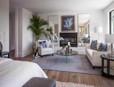 Tiburon house Install hardwood flooring throughout house - wide plank white oak with cured urethane finish