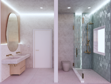 Photos by Ark Concept & Construction Inc #1 Residential bathroom remodel combining the timeless appeal of classic high-end materials with the raw, unfi