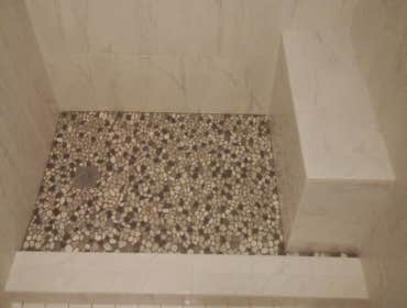Pebble stone shower pan